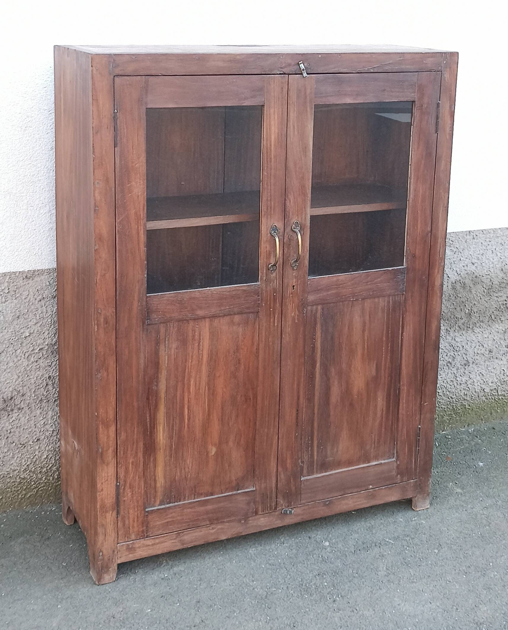 Old wooden glass cabinet