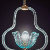Blu acquamarine Murano glass chandelier by Barovier e Toso, 1940s
