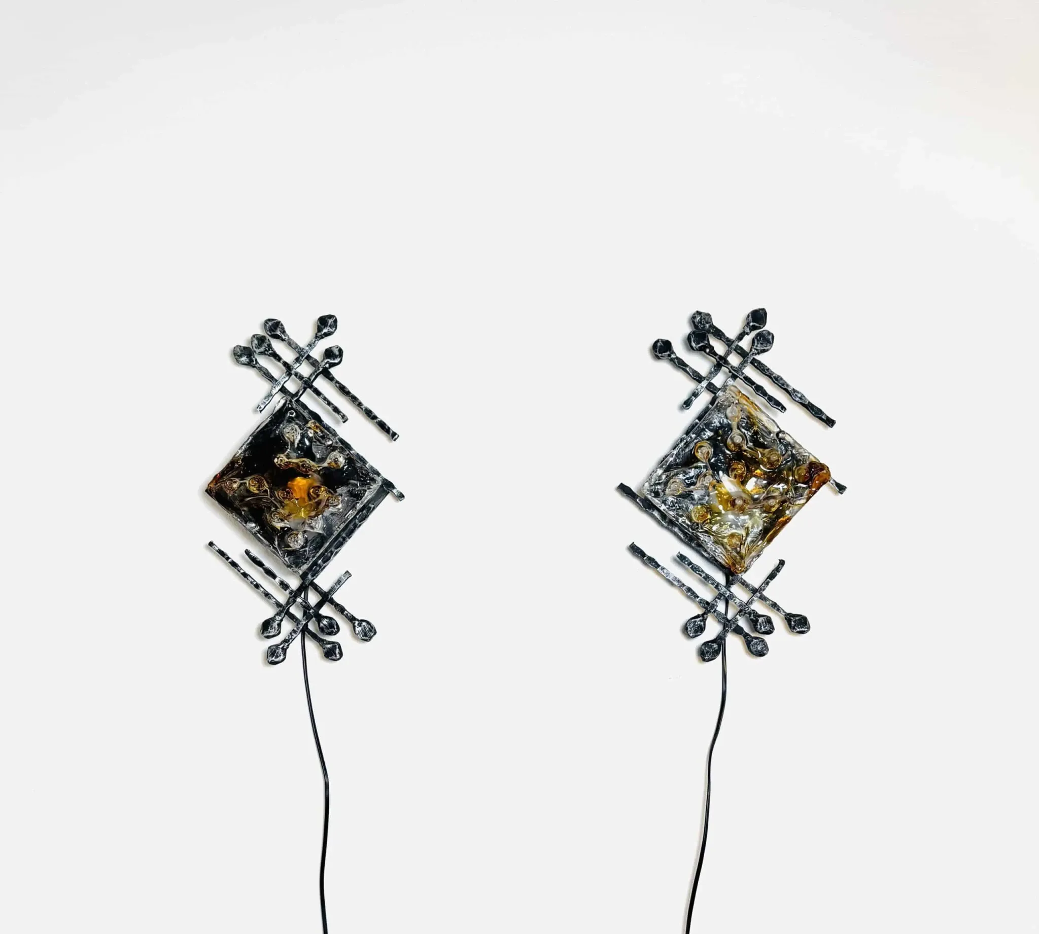Brutalist Wall Lamps By Tom Ahlström And Hans Ehrlich For A + E Leuchte, Sweden Circa 1960S