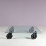 Coffee table "Table with Wheels" from the 1980s by Gae Aulenti for Fontana Arte, Italy.
