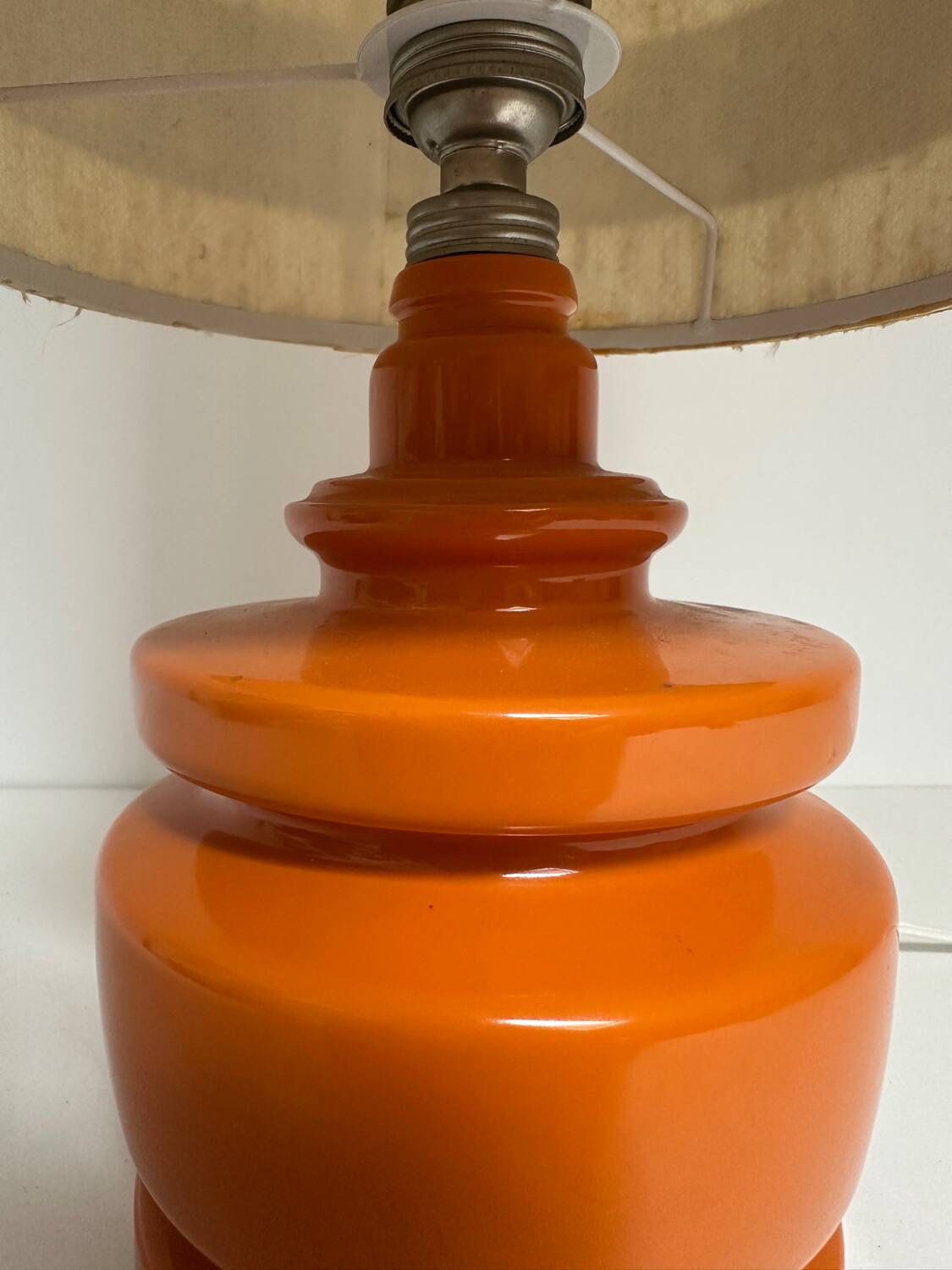 1970s vintage orange ceramic table lamp