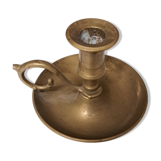 Antique hand candlestick in solid brass - 19th-century Martinet - Country decor C