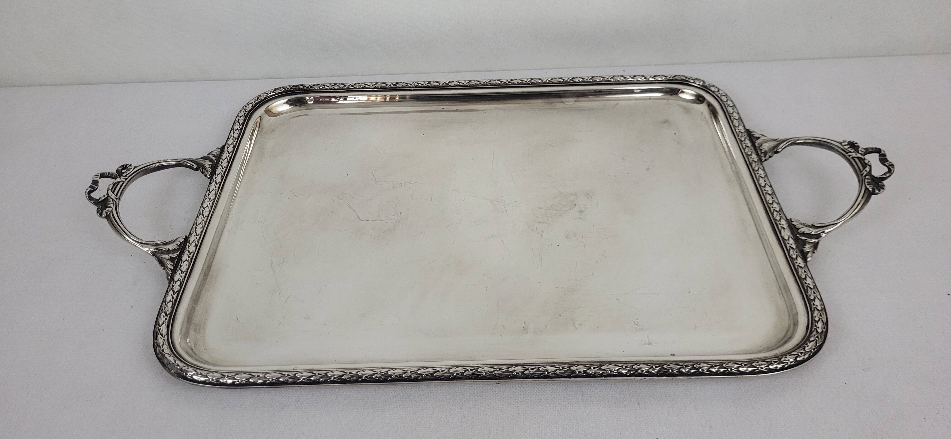 Louis XVI Style Silver Metal Tray