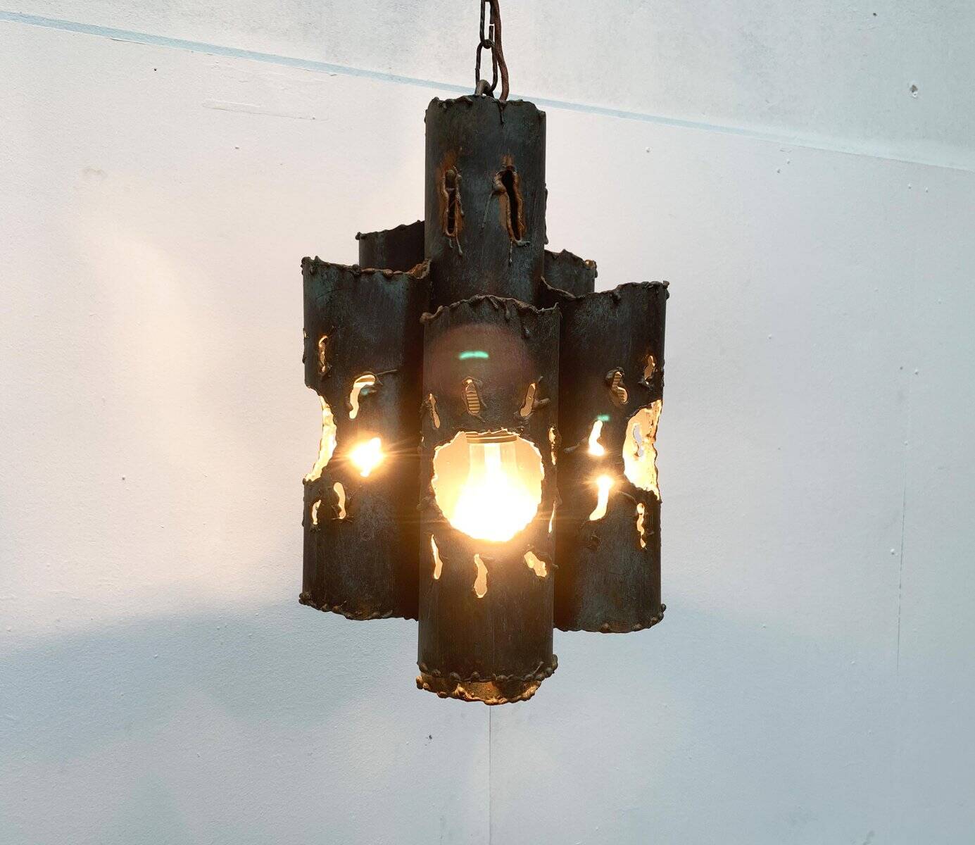 Brutalist Mid-Century Metal Pendant