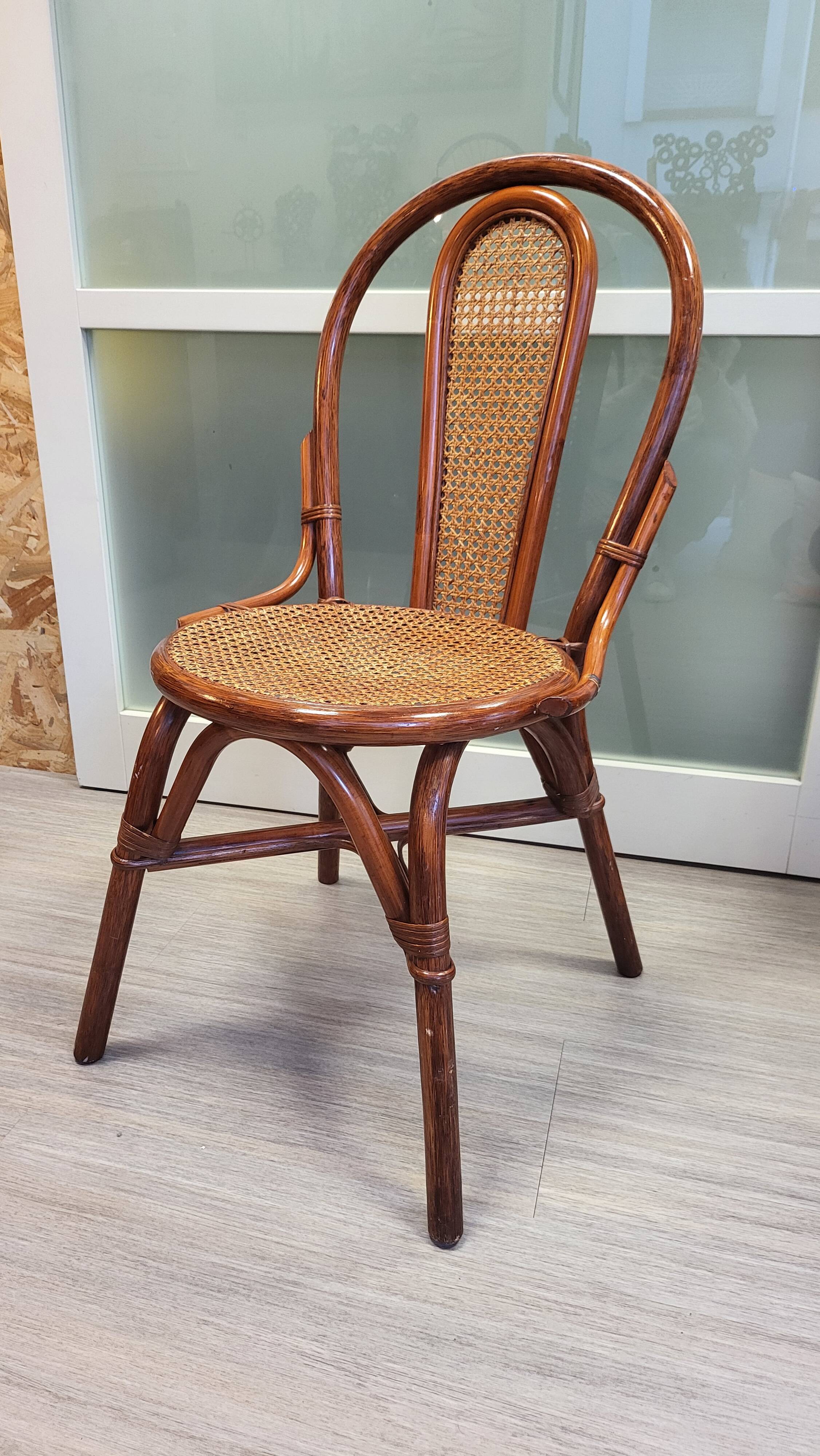Vintage rattan and cane bistro chair
