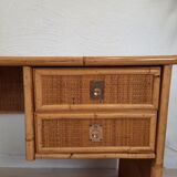 Pair of wicker and bamboo desks, Dal Vera, vintage
