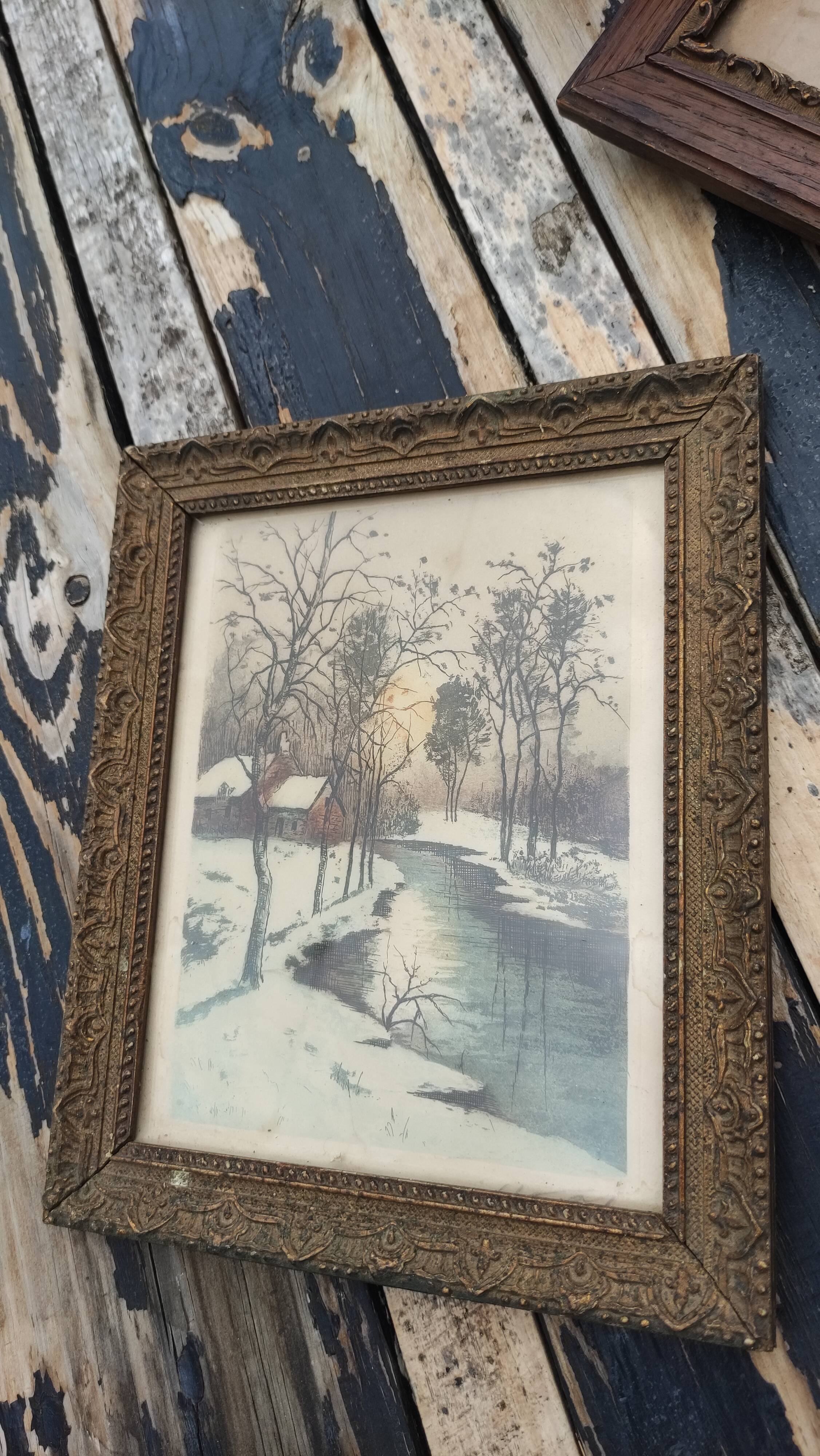 Old wooden frame of a watercolor