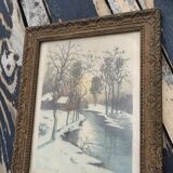 Old wooden frame of a watercolor