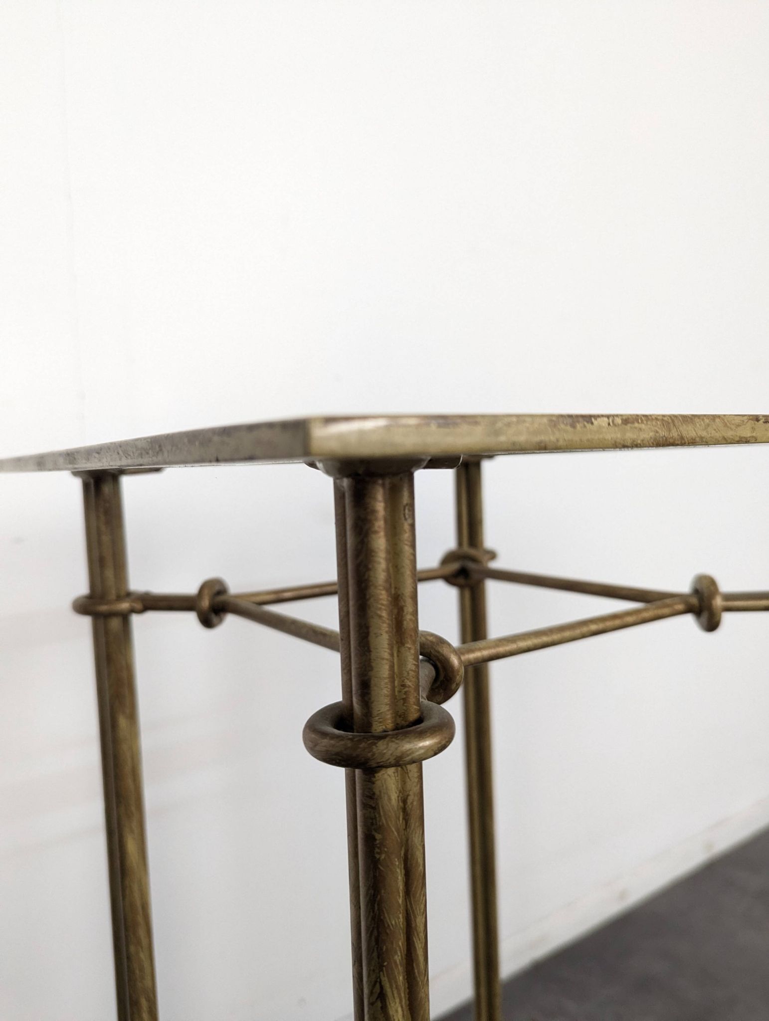 Wrought iron side table in the style of Diego Giacometti.