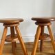 Pair of solid wood screw stools