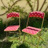 Set of 6 gold metal folding chairs