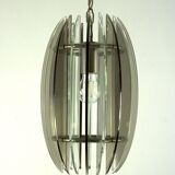 Lustre italien du milieu du siècle en verre fumé et épais transparent par Veca. Italie années 1960