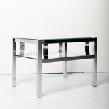 Petite table basse en chrome et verre, années 70