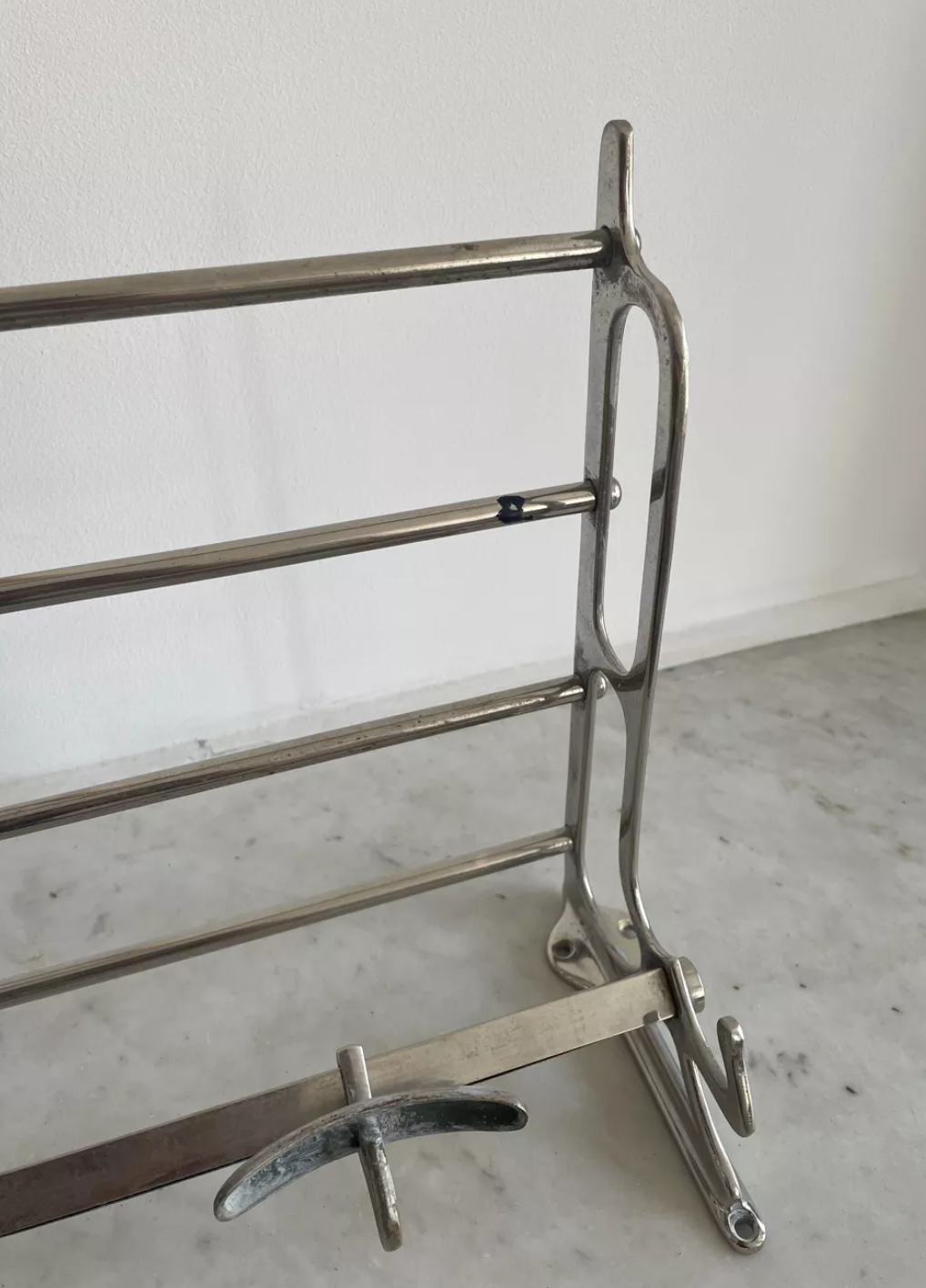 Vintage coat rack, chromed metal, art deco cloakroom