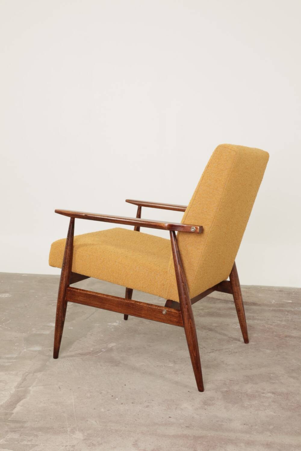 Lounge Chair Vintage Turmeric Yellow Boucle,  Mid Century Design, 1960