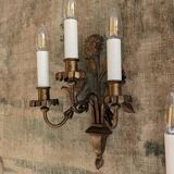 Pair of gold metal flower wall lights