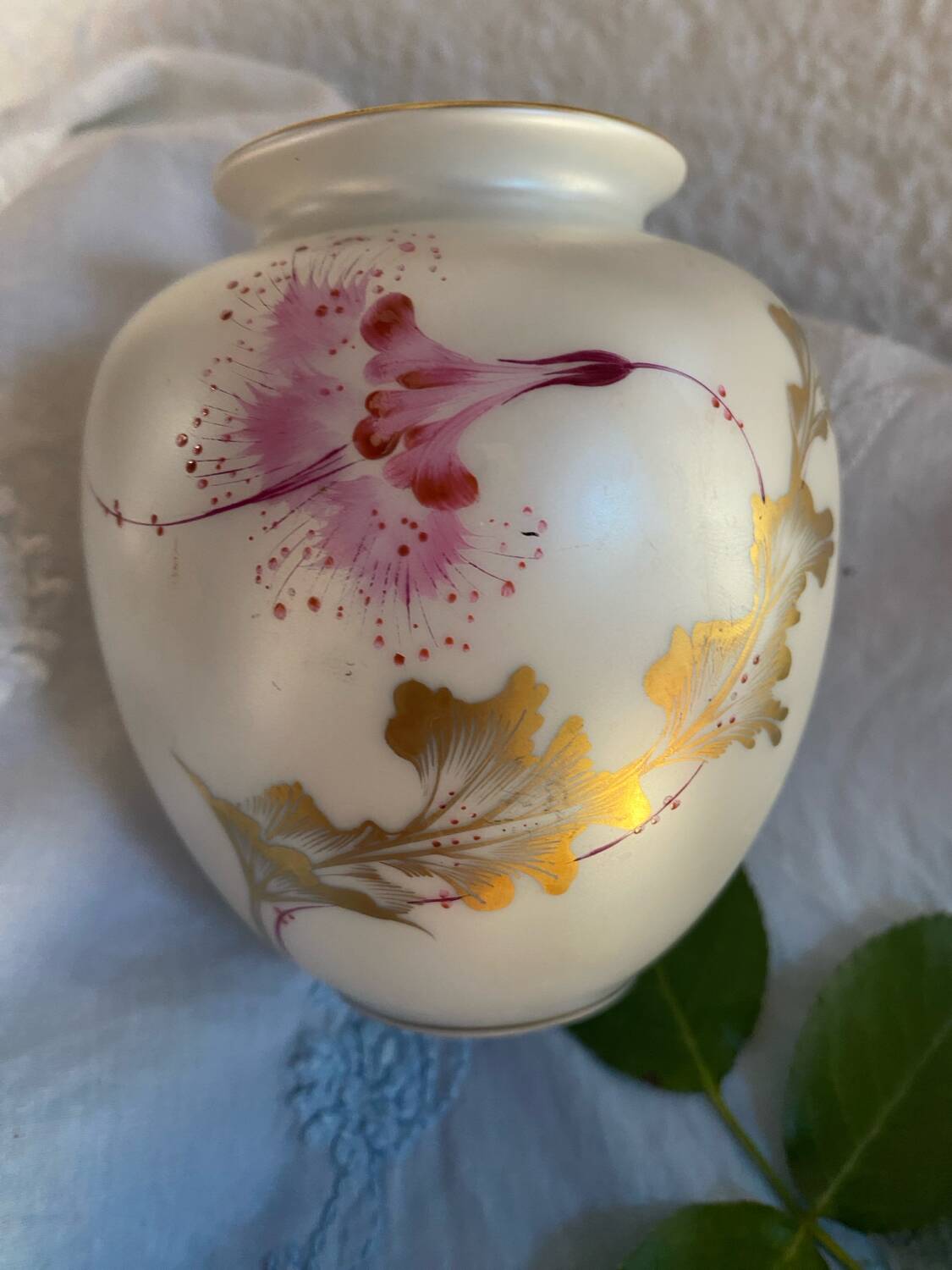 Hand-painted pearlescent porcelain vase