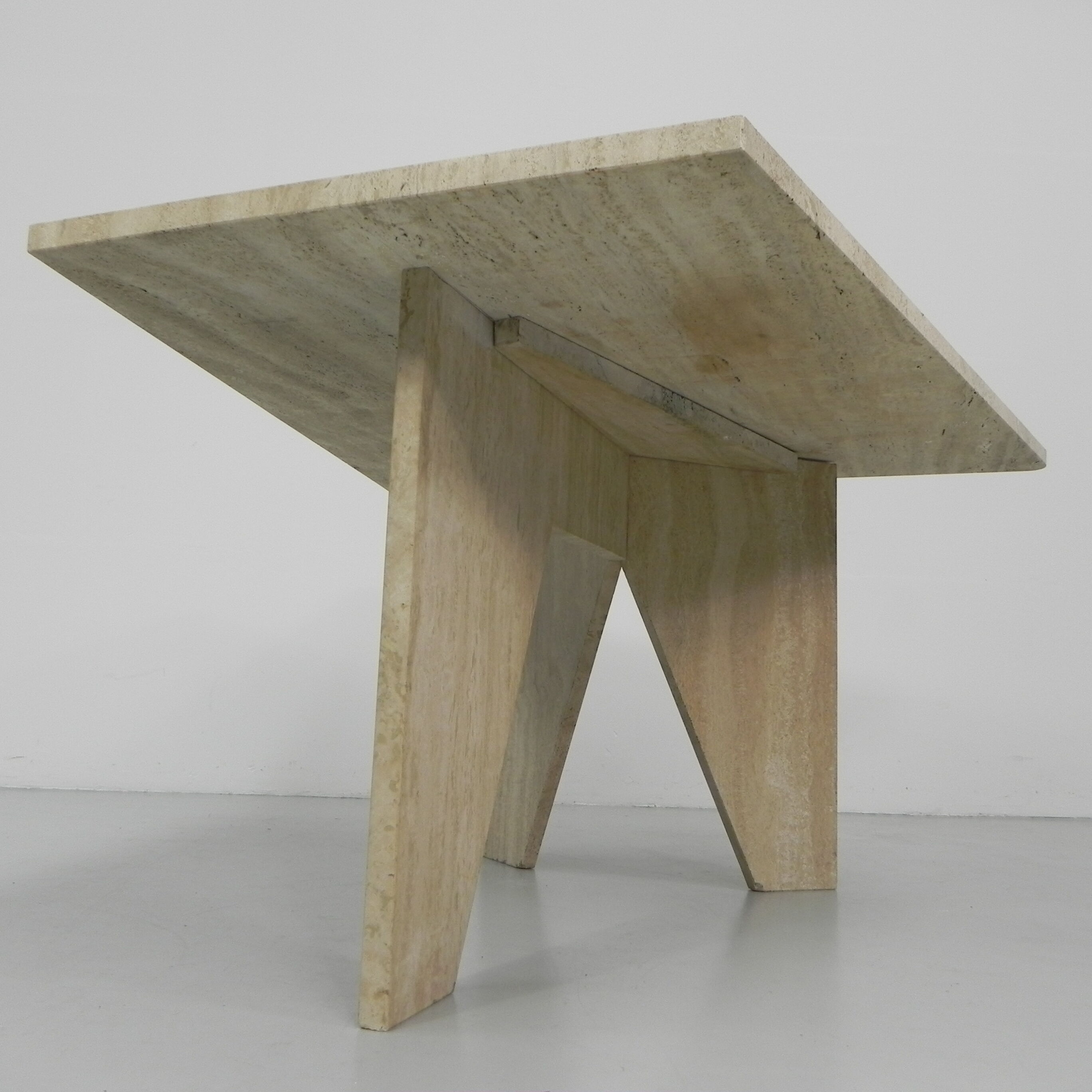 Travertine dining table, 130 x 129 cm