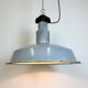 Large industrial midcentury grey enamel factory lamp, 1950s