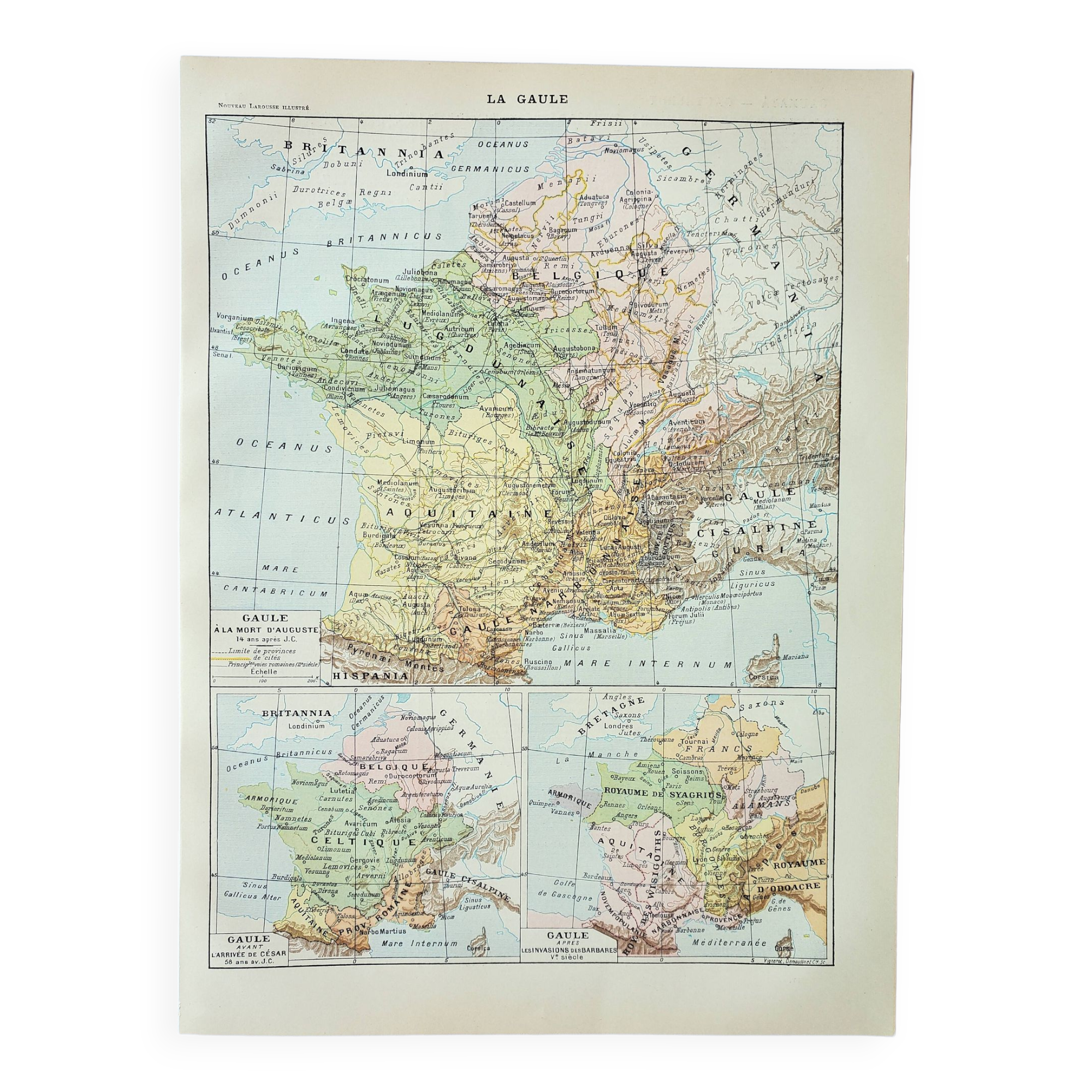 Carte Ancienne De La Guadeloupe - Gravure Originale De 1866 - Décoration Vintage