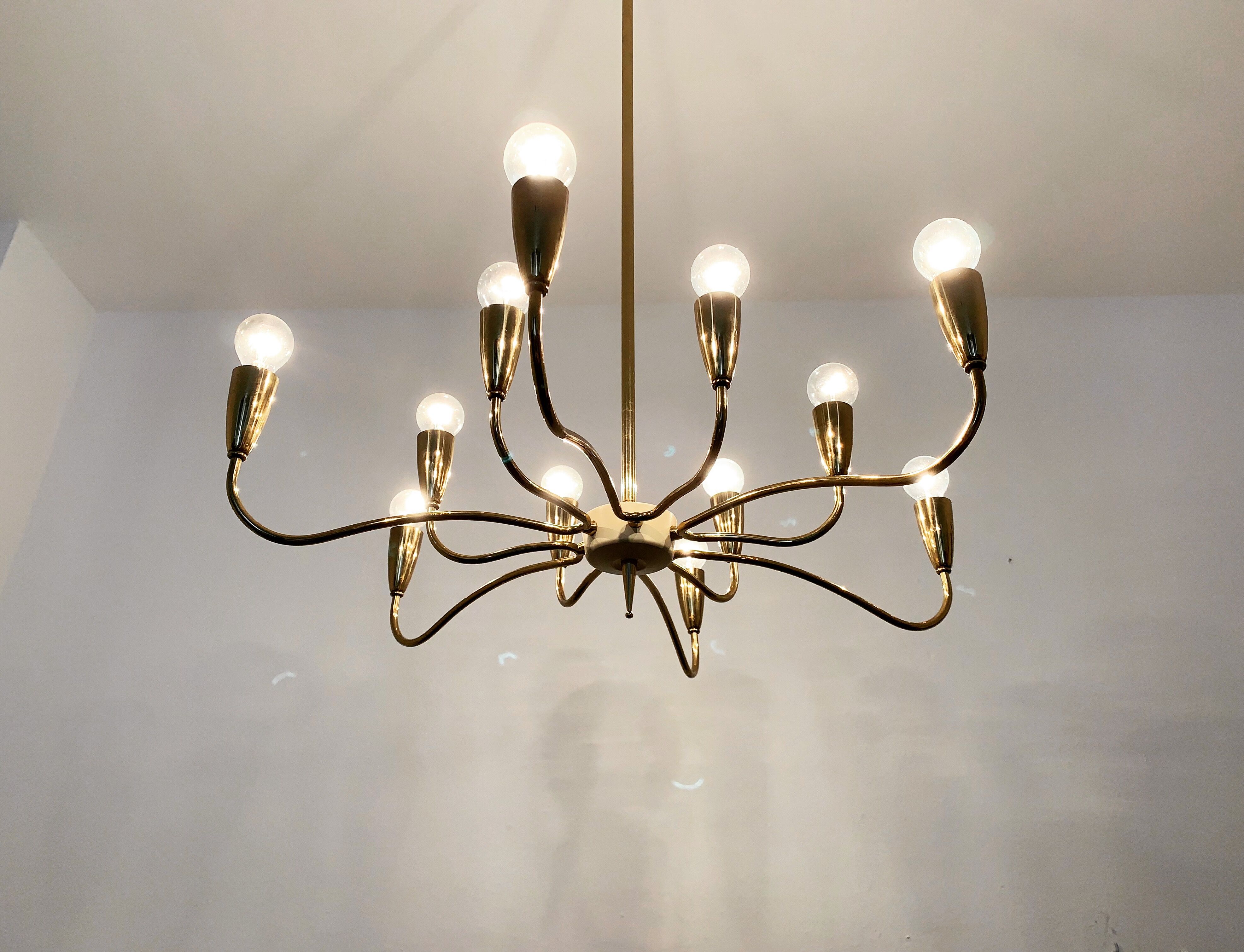 Italian mid century modern brass Sputnik chandelier