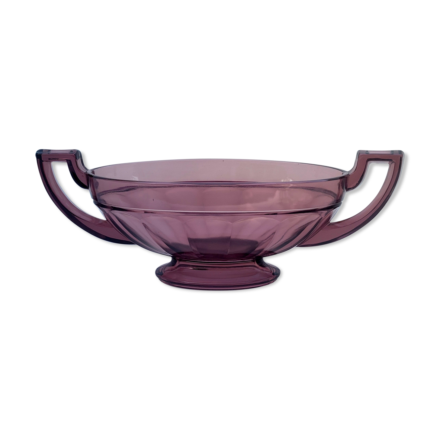 Noémie art deco glass coupe Val Saint Lambert 1935, purple color