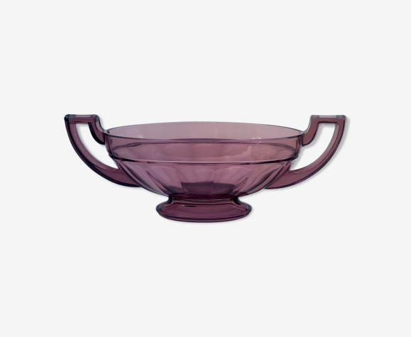 Coupe Noémie art déco en verre Val Saint Lambert 1935, couleur violine