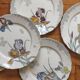 6 large flat plates in polychrome iron earth model "Iris" Choisy-le-Roi