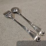 Silver-plated metal stew spoon and fork, Ercuis silversmith, Louis XV, 29
