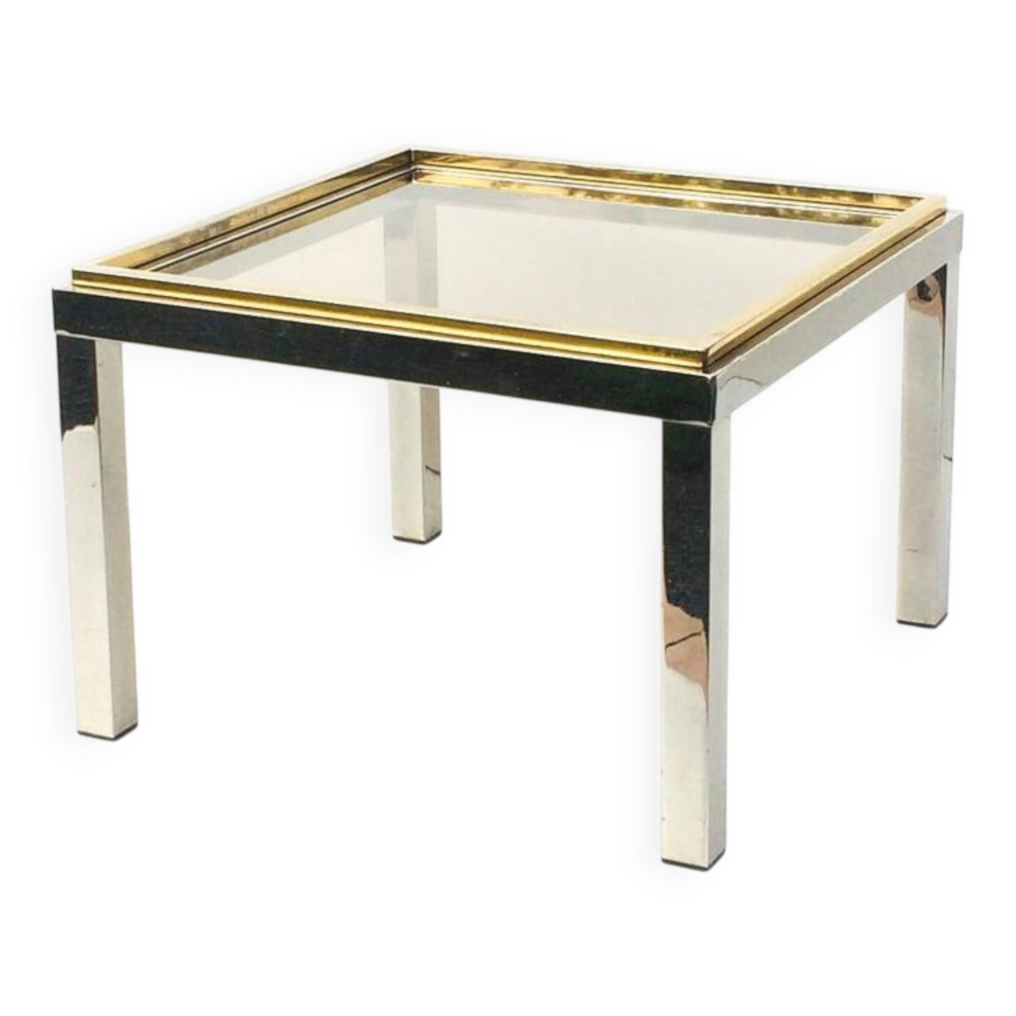 Table basse carrée Flaminia Belgochrom W. Rizzo. Vintage 70s