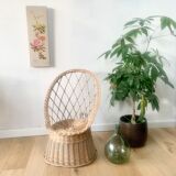 Vintage light wicker armchair GM
