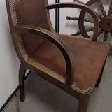 Paire de fauteuils bridge en cuir