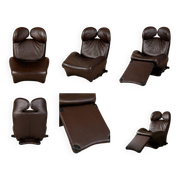"111 Wink" armchair in brown leather by Toshiyuki Kita for Cassina