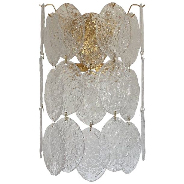 Contemporary murano glass "nuvoletta" disc 3 level wall light sconce