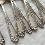 8 SFAM silver-plated soup spoons with acanthus and monogram decor
