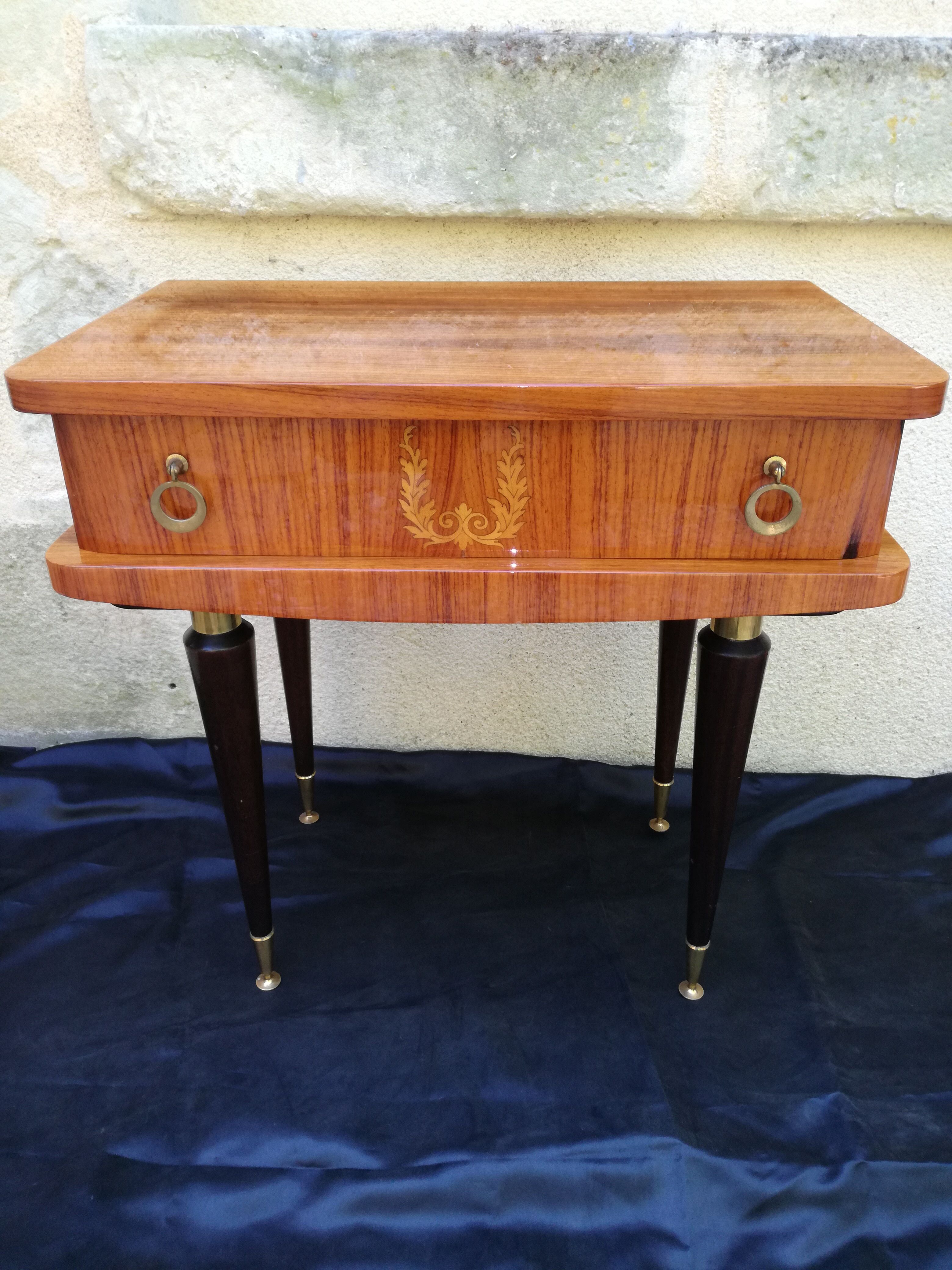 70s bedside in rosewood and sycamore