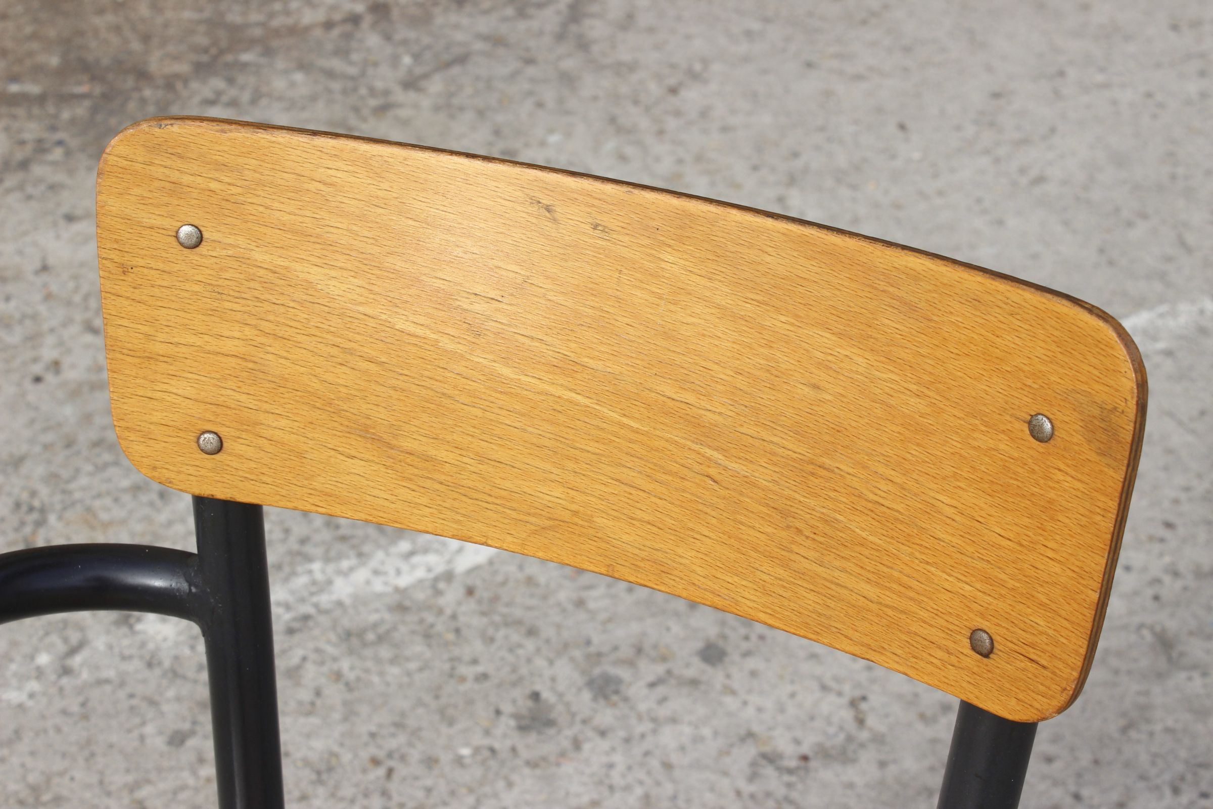 Student desk chair in steel & wood, France 1950s