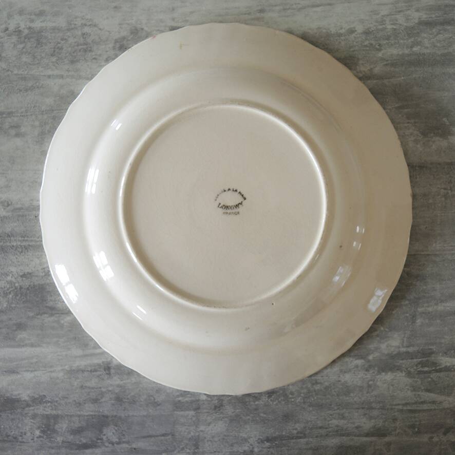 Old Large Round Earthenware Plate from Longwy - Marseille
