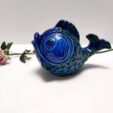 Rimini Blue Ceramic Fish Money Box by Bitossi, Italy
