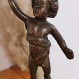 Pair of antique candlesticks in bronze and brass