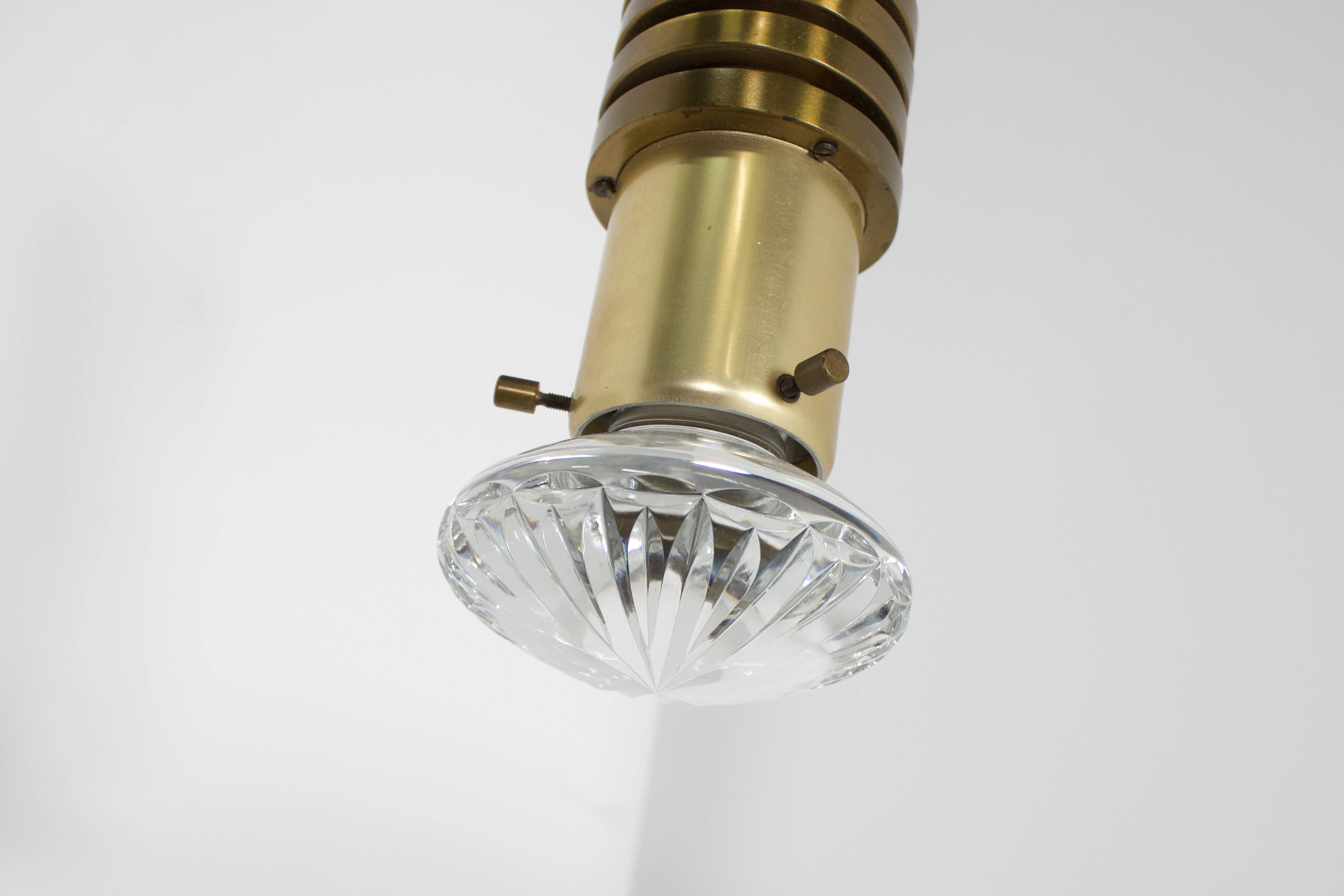 Set of Brass Pendants with a Solid Glass Lens, Netherlands, 1970s