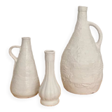 Set of 3 white stoneware vases