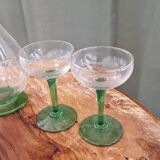 Antique crystal tableware set of carafe and tasting glasses from the 1900s