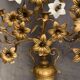 Pair of church candlesticks decorated with brass and opaline flowers nineteenth