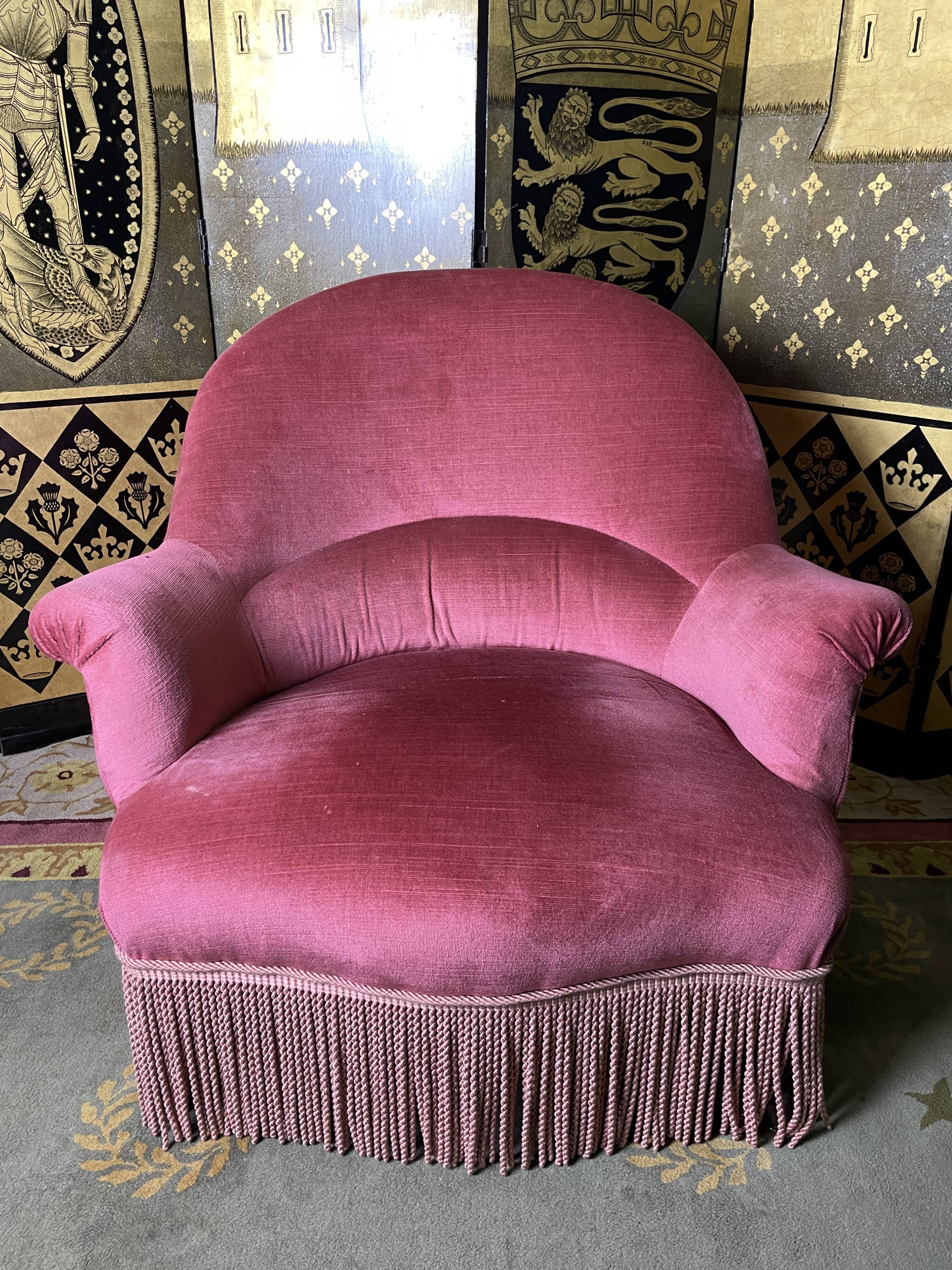 Toad armchair Napoleon III pink velvet