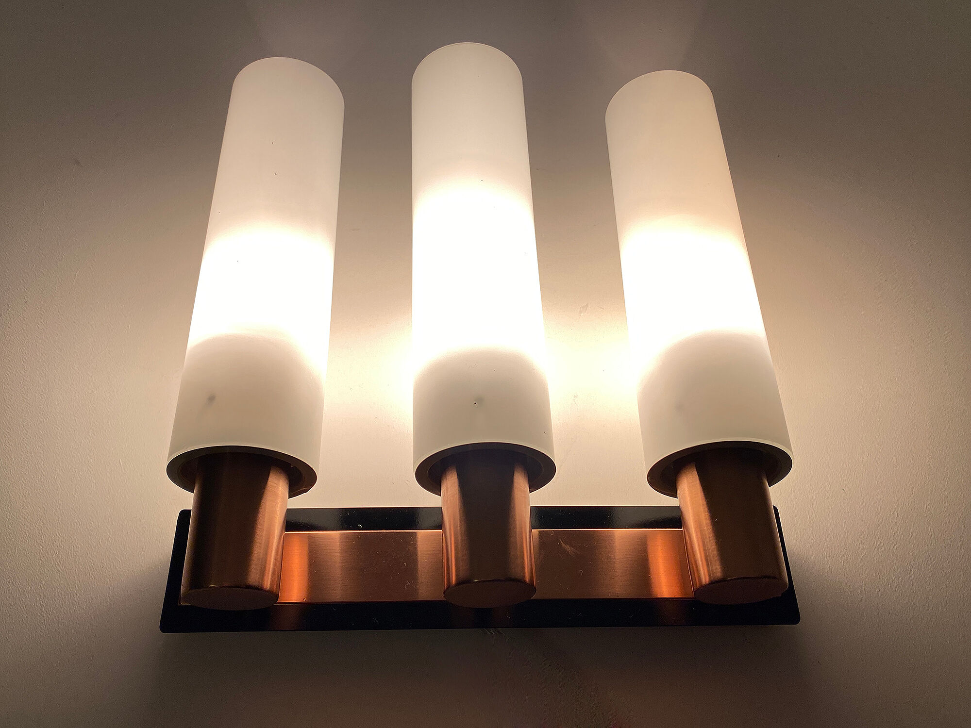 Vintage Scandinavian Triple Plique, 60s, Copper Glass