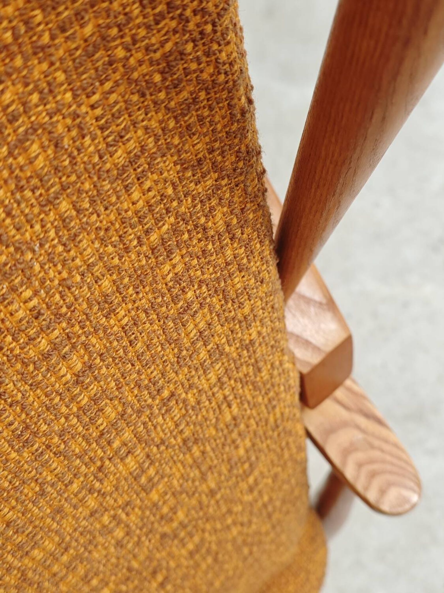 Pair of Czech armchairs in mustard flecked fabric, 1960.