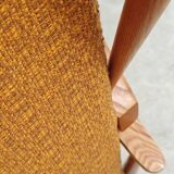 Paire de fauteuils Tchèque tissu chiné moutarde 1960