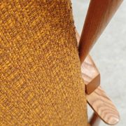 Pair of Czech armchairs in mustard flecked fabric, 1960.