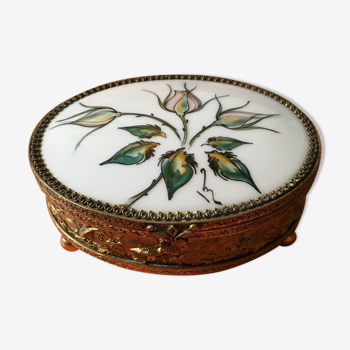 Limoges porcelain jewellery box hand-painted and hand-signed Monique St Marc